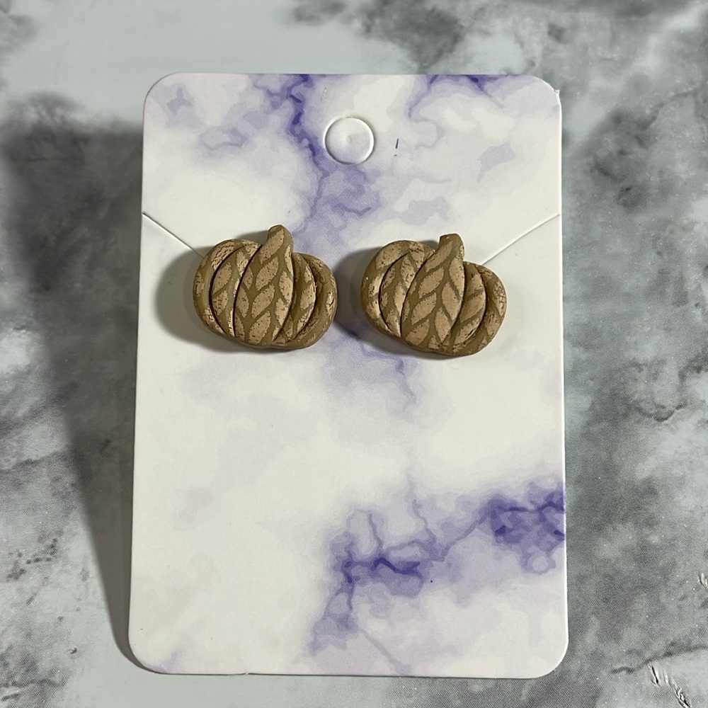 Handcrafted Pumpkin Stud Earrings with Rubber Backs